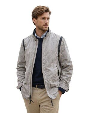 Seven 7 For All Mankind M Gray Quilted Nylon Jacket Plaid Lining Windbreaker